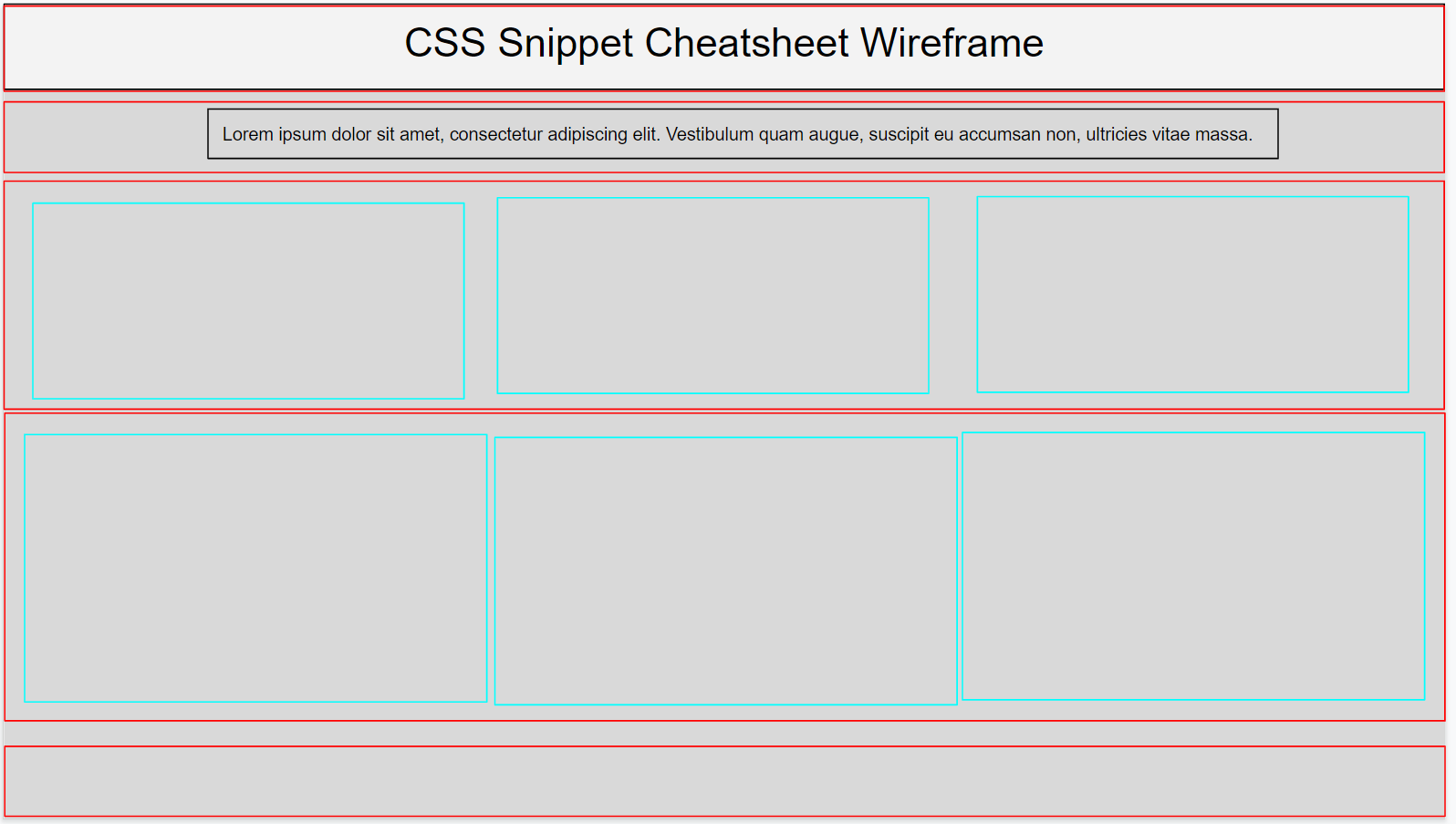 Example of an unfinished wireframe with its row and columns highlighted.