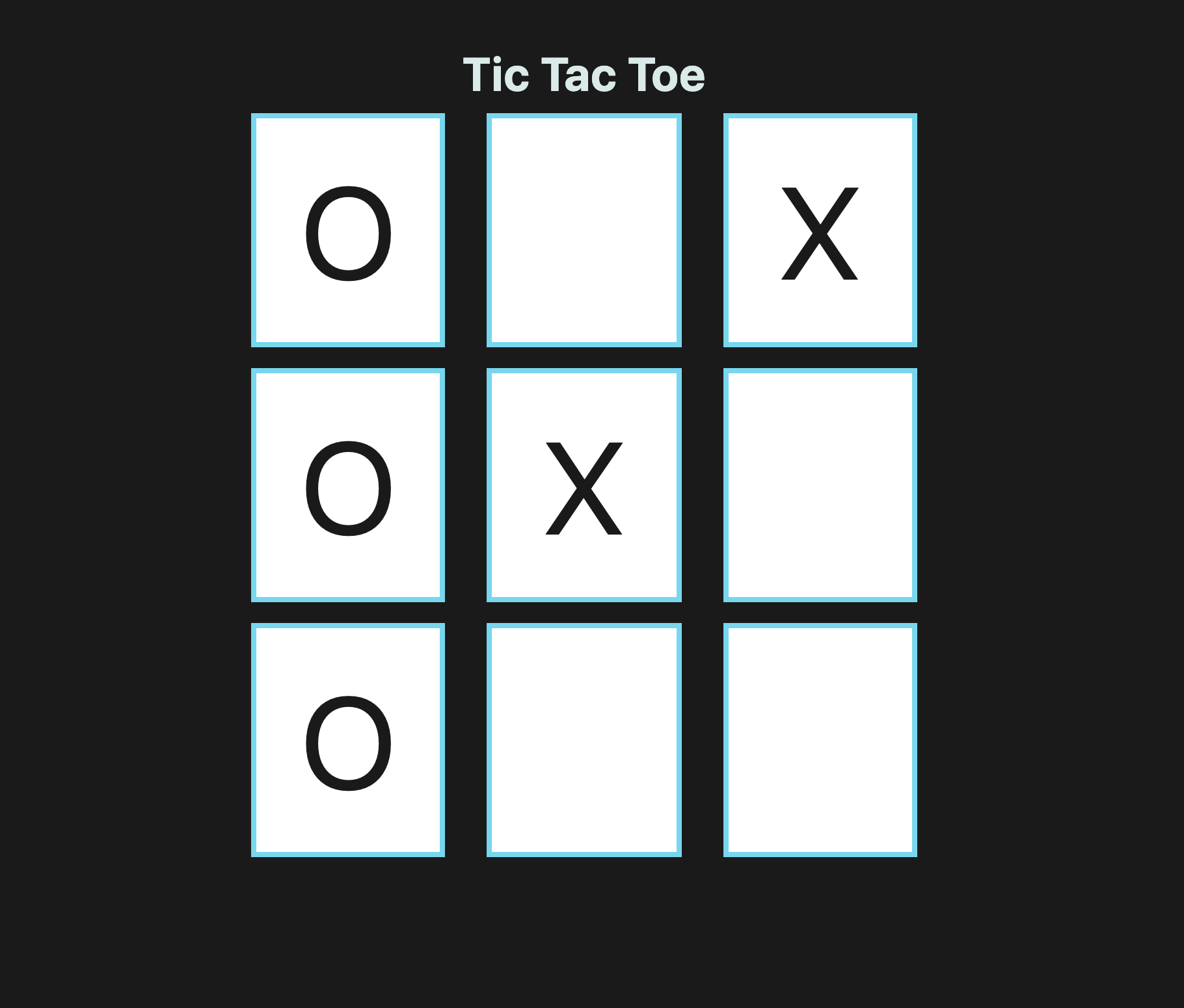 A Tic-Tac-Toe board shows that the O player has won the game.
